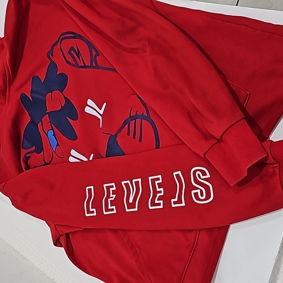 Levels Pullover Red hoodie Mens Sweatshirt with kangaroo pocket Size L - Picture 5 of 8